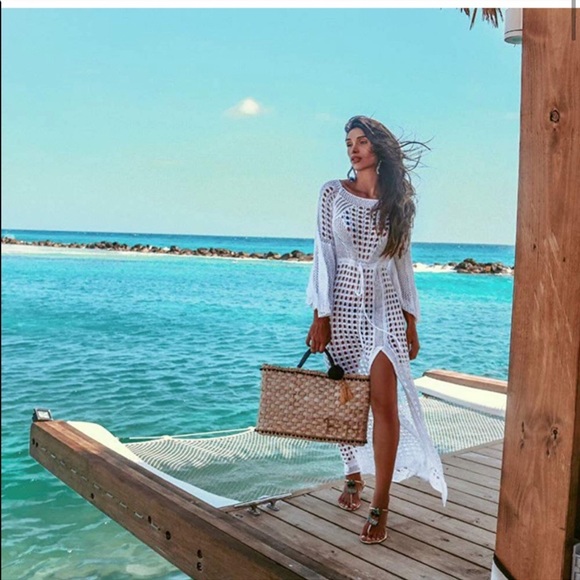 Crochet Maxi Beach Coverup - Picture 2 of 6